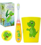 Lily's Home Kids Toothbrush with Flashing Timer and Soft Bristles, Rinsing Cup &amp; Cover - Fun 2-Mi...