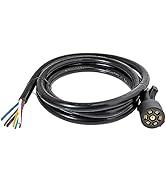 Oyviny Heavy Duty 7 Pin Trailer Plug Cord with Double Prongs Connector 8 Feet, 7 Way RV Blade Inl...