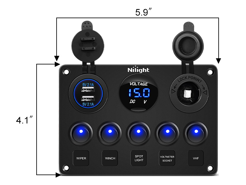 5 gang multi functional switch panel