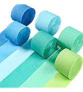 PartyWoo Crepe Paper Streamers 6 Rolls 492ft, Pack of Blue, Pastel Blue, Green and Lime Party Str...