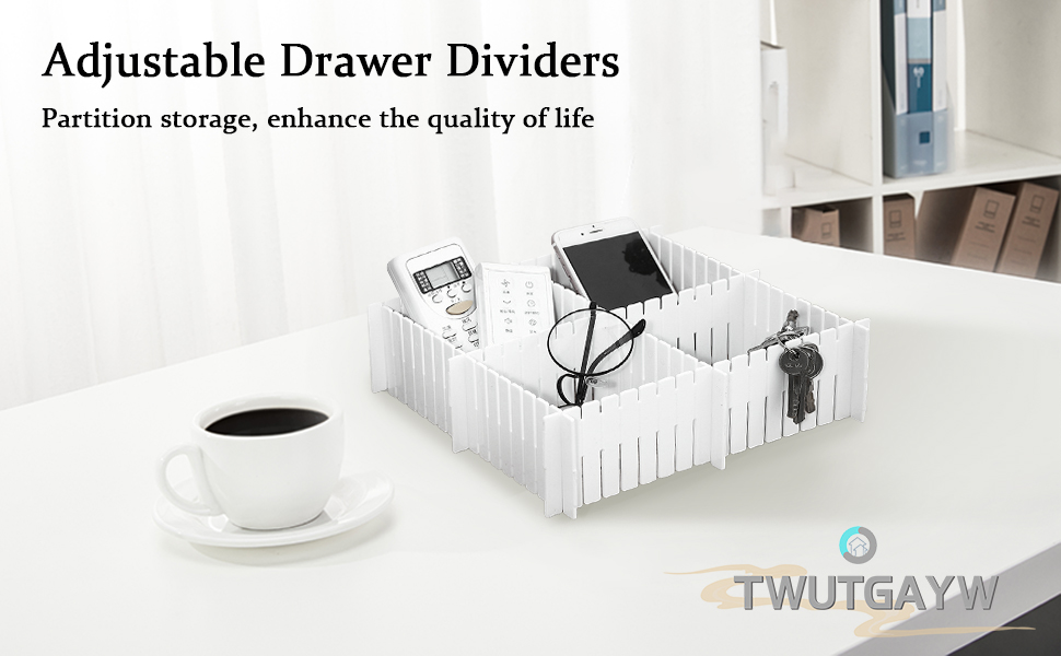 white Adjustable Drawer Dividers