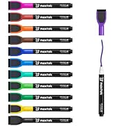 maxtek Magnetic Whiteboard Markers - 12 Count Colorful Fine Tip Dry Erase Markers with Eraser for...