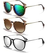 CHBP Sunglasses Womens Men Polarized UV Protection Trendy Vintage Retro Round Mirrored Lens Sungl...