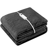 Wapaneus Foot Pocket Heated Blanket Electric Throw with 10 Heating Levels and Auto Shut Off, Flan...