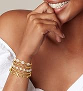 adoyi Gold Bracelets for Women Beaded Bracelet 14K Gold Plated Bracelet Stack Strand Stretch Bead...