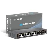 Davuaz 2.5G Unmanaged Ethernet Switch with 8 x 2.5G Base-T Ports and 2 x 10G SFP Uplink Port, Com...