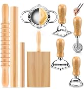 9 Pcs Pasta Making Tool,Dumpling Maker Kit,Set Include (Wooden Cutter,pierogi maker,Rolling Pin,G...