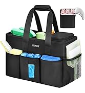 Ytonet Cleaning Caddy Bag, Large Cleaning Supplies Organizer with Handle &amp; Foldable Divider for C...