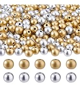 DICOSMETIC 400Pcs 2 Colors Matte Metallic Acrylic Beads 8mm Round Acrylic Bead Golden Silver Loos...