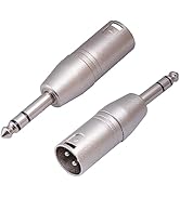 HUALEU 2 Pack 1/4 TRS to XLR Adapter, Balanced Quarter Inch 6.35mm Male to XLR Male Adapter for M...