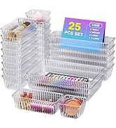 25 PCS Clear Plastic Drawer Organizer Set - 4 Sizes Makeup Organizer Desk Drawer Divider Bathroom...