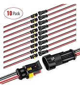 Nilight - 50020R 2Pin Way 16AWG Waterproof Wire 1.5mm Series Terminal Connector-10 Pack,2 Years W...