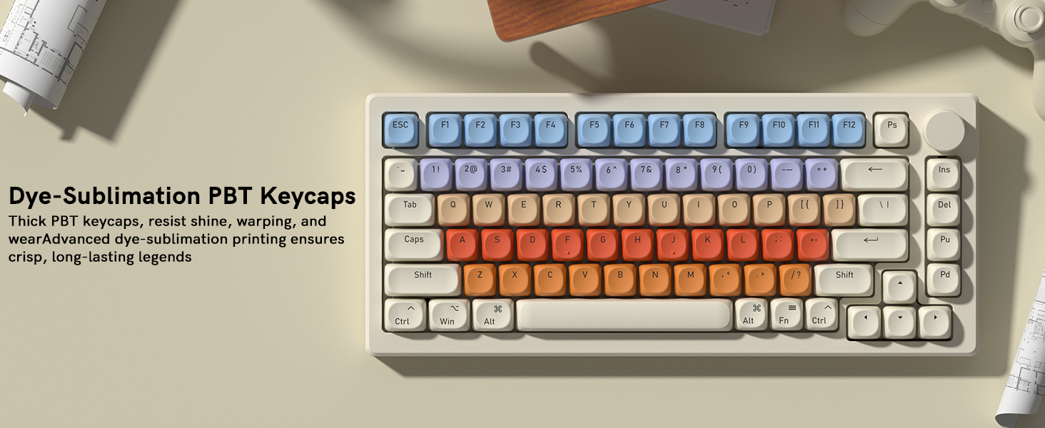 MOA profile PBT keycap set with ergonomic rounded top design