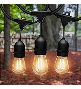 Solatec LED String Lights, Shatterproof 48FT 15 Hanging Sockets Commercial Grade Waterproof 2W Ou...