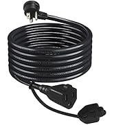 6FT Short Flat Plug Outdoor Extension Cord - Black Weatherproof Garden Low Profile Flat Plug 3 Pr...