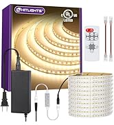HitLights LED Strip Lights Kit Warm White with Remote &amp; 24V Power Supply, 16.4ft Dimmable Tape Li...