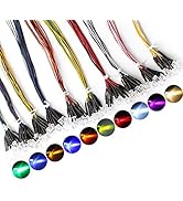 DiCUNO 100Pcs (10 Colors × 10Pcs) 5MM Pre Wired 12V LED Diodes, 9.4 Inch/24CM Ultra Bright Light ...