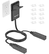 6FT Ultra Flat Plug Dual Extension Cord with 6 Outlets, Ultra-Thin Outlet Cover Power Bar, Outlet...
