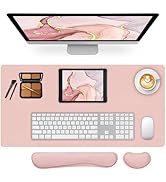 Meetcolor Desk Pad Mat Set,3-in-1 Large Mouse Pads with Wrist Rest and Keyboard Pad, Desk Mats fo...