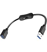JSADZKJ USB 3.0 Cable with On/Off Switch USB Type A Male to Female Extension Cable Short USB 3.0 ...