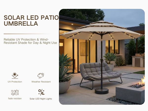 solar light led patio umbrella
