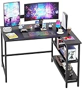 RROCOSIA 43Inch Corner Computer Desk, Gaming Desk with Reversible Storage Shelves Left/Right,Smal...