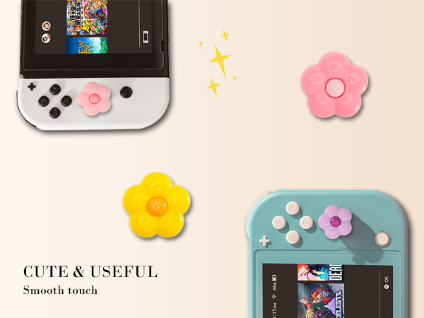 switch thumb grips caps joycon button covers flower yellow pink red purple