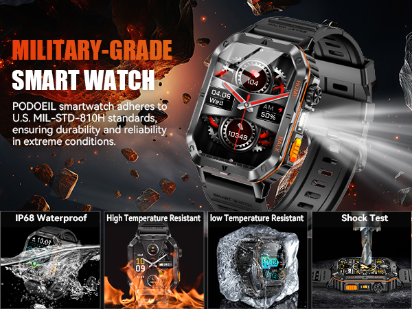 Military-grade tactical smartwatch for men