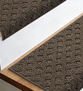 JSEI Bullnose Carpet Stair Treads, 14 Pcs Non Slip Stair Treads for Wooden Steps Indoor with TPE ...