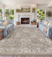 Boho Square 10x10 Rug for Dining Room - Moss Green Carpet for Large Bedroom, Living Room, Washabl...