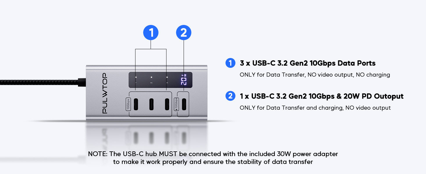 Powered USB C Hub,4 in 1 USB C Hub
