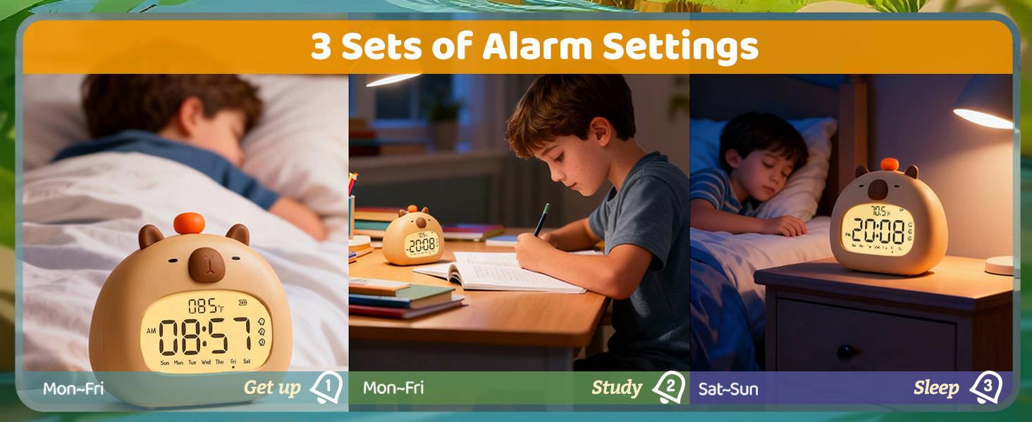 3 alarms clocks