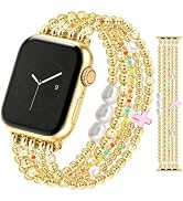 Newlibery Gold Beaded Bracelet Bands Women Compatible with Apple Watch 40mm 42mm(S10/11) 41mm 38m...