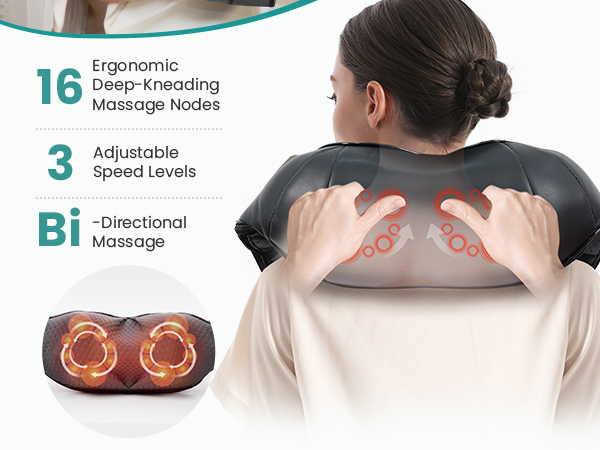 Nekteck Shiatsu Neck Massager for Pain Relief Deep Tissue with Heat