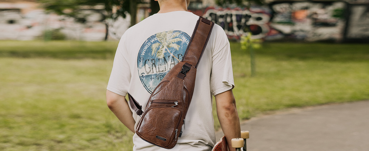 leather chest backpack