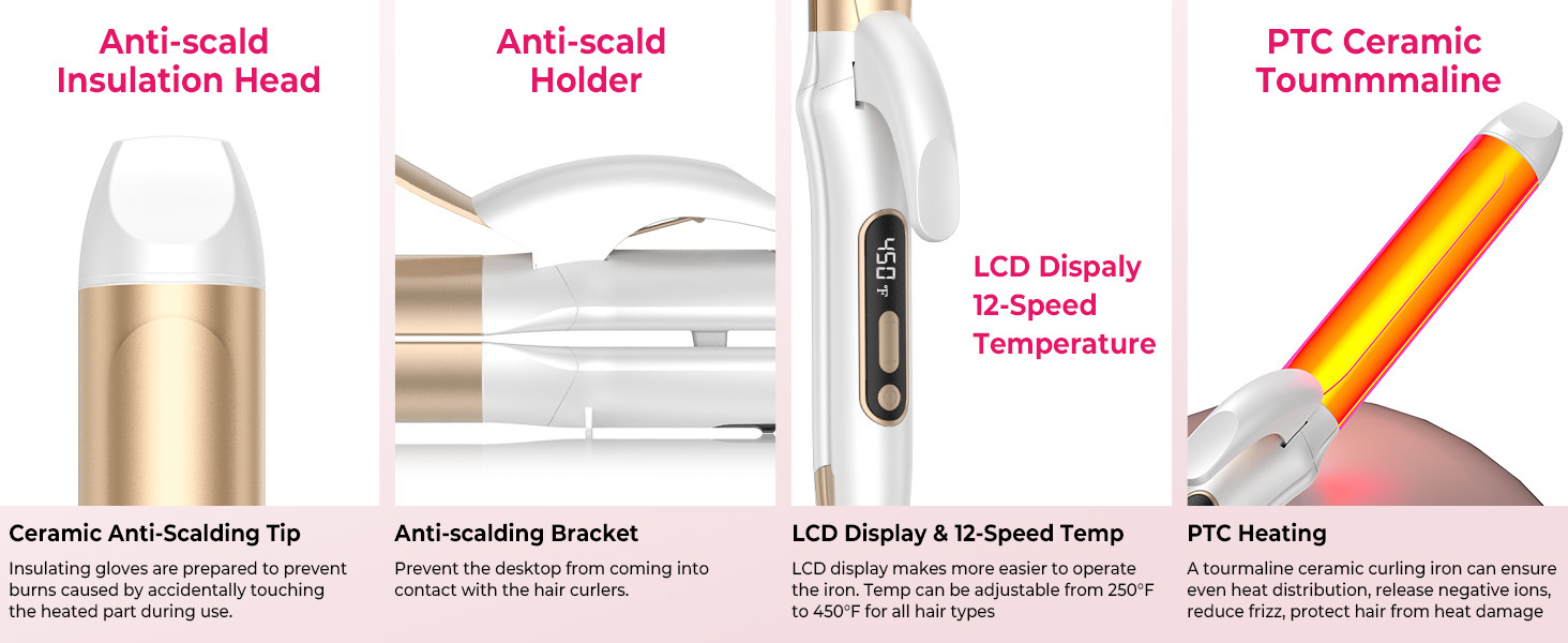 easy and safe to use with anti-scald head and holder