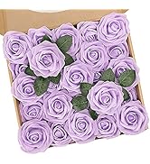 N&T NIETING Purple Artificial Flowers, 25pcs Artificial Flowers Bulk Fake Flowers Roses with Stem...