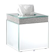 Sumnacon Square Crystal Tissue Box Cover - Decorative Cube Glass Tissue Box Holder, Modern Mirror...