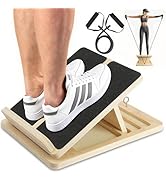 LESES Adjustable Wooden Slant Board for Calf Stretching - 300lb Capacity Calf Stretcher with Resi...