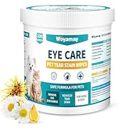 Woyamay Eye Wipes for Dogs &amp; Cats - 200 Count Cat Dog Eye Wipes Tear Stain Remover, Presoaked &amp; T...