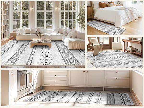 Moroccan 01 Area Rug-Grey Black