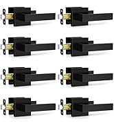 Plustool 8 Pack Matte Black Door Handles Interior, Passage Door Knobs Closet Door Levers for Hall...