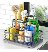 HOKEMOM Large Family-Sized Sponge Holder for Kitchen Sink with Brush Holder - Drain-Free Non-Slip...