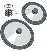 Universal Lid for Pots, Pans, and Skillets - 2 Pack Silicone Replacement Pan Lid Fits 7", 8" 9" &amp;...