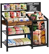 CHOEZON Snack Organizer for Countertop with Elastic Band Storage Basket, 3-in-1 Snack Display Rac...