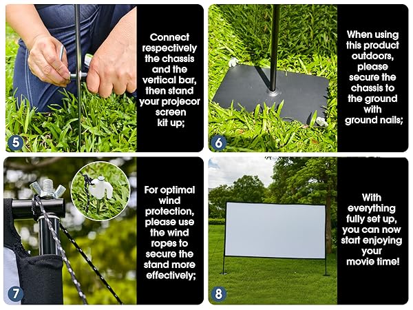 120 inch Projector screen with stand for Home Theater and Backyard Movie Night