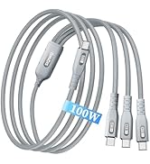 SIQIWO USB C Cable 100W Max,4ft 3 in 1 Braided USB C to USB C Splitter Charger Cord with 3 Type C...