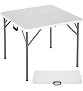 Pazidom 34" Folding Card Table, Square Table Heavy Duty Plastic Table Portable Fold-in-Half Utili...