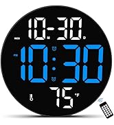 CandyHome Digital Wall Clock Large Display with Remote Control, Plug in LED Digital Alarm Clocks,...
