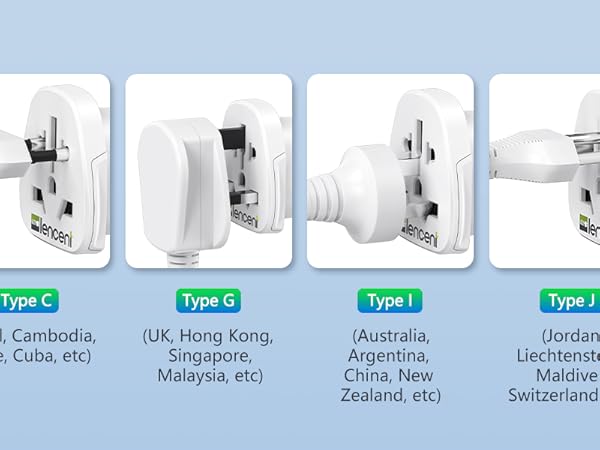 Type A/C/G/I/J/L to US